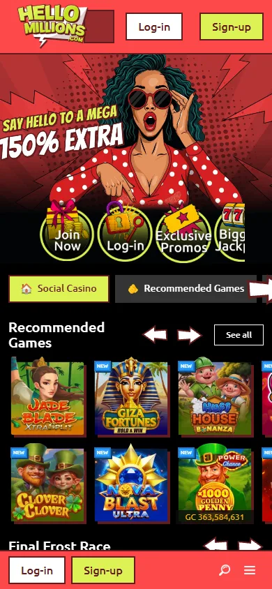 Hello Millions mobile experience on a smartphone