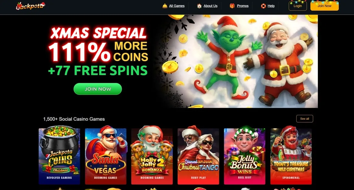 Jackpota casino homepage showing the main lobby with featured games and welcome offer