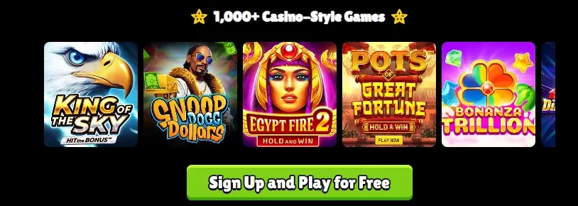 Sweep Jungle game selection showing the 1,000+ slot library